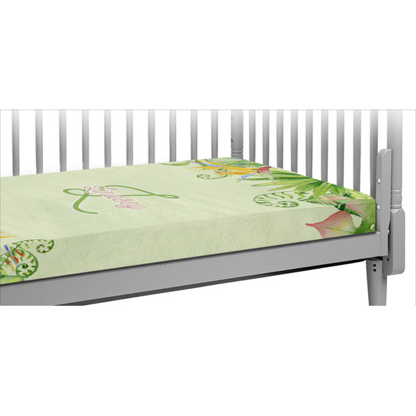 Custom Tropical Leaves Border Crib Fitted Sheet (Personalized)