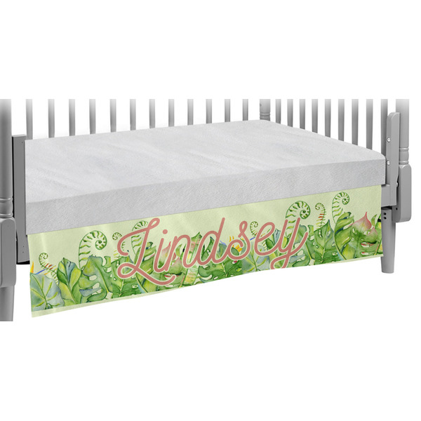 Custom Tropical Leaves Border Crib Skirt (Personalized)