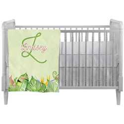 Tropical Leaves Border Crib Comforter / Quilt (Personalized)