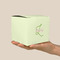 Tropical Leaves Border Cube Favor Gift Box - On Hand - Scale View