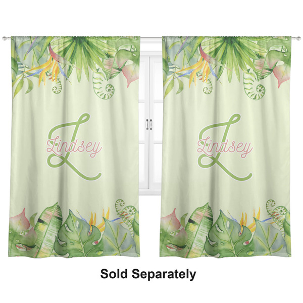 Custom Tropical Leaves Border Curtain Panel - Custom Size
