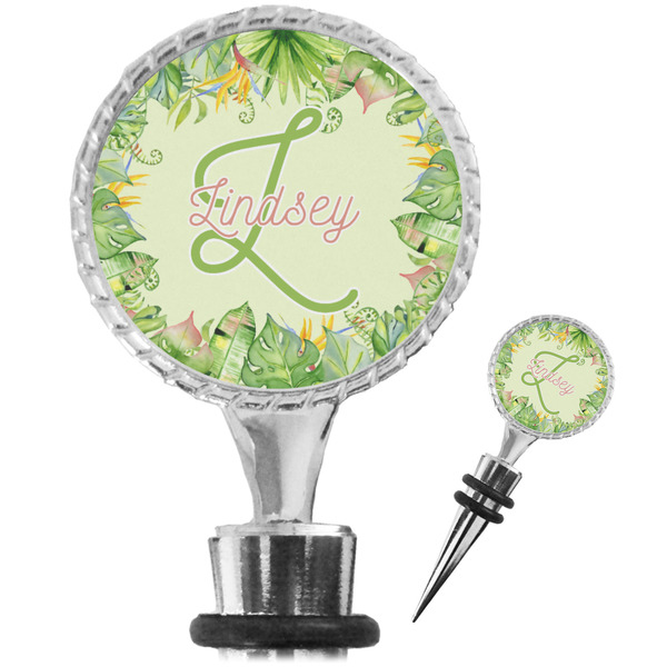 Custom Tropical Leaves Border Wine Bottle Stopper (Personalized)