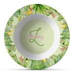 Tropical Leaves Border Plastic Bowl - Microwave Safe - Composite Polymer (Personalized)