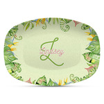 Tropical Leaves Border Plastic Platter - Microwave & Oven Safe Composite Polymer (Personalized)