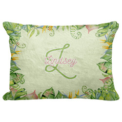 Tropical Leaves Border Decorative Baby Pillowcase - 16"x12" (Personalized)