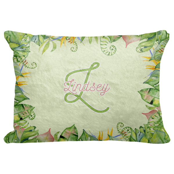 Custom Tropical Leaves Border Decorative Baby Pillowcase - 16"x12" (Personalized)