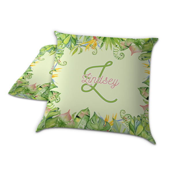 Tropical Leaves Border Decorative Pillow Case - TWO