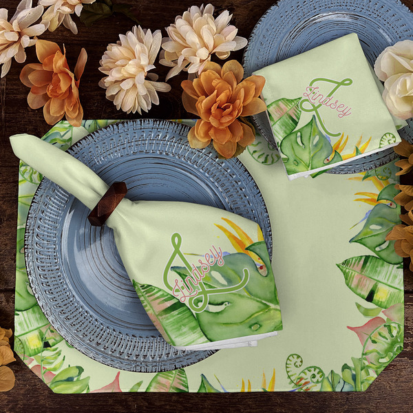Tropical Leaves Border Dining Set