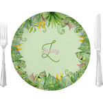 Tropical Leaves Border 10" Glass Lunch / Dinner Plates - Single or Set (Personalized)