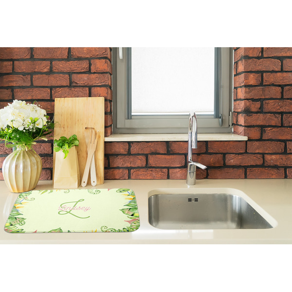 Tropical Leaves Border Dish Drying Mat - LIFESTYLE 2