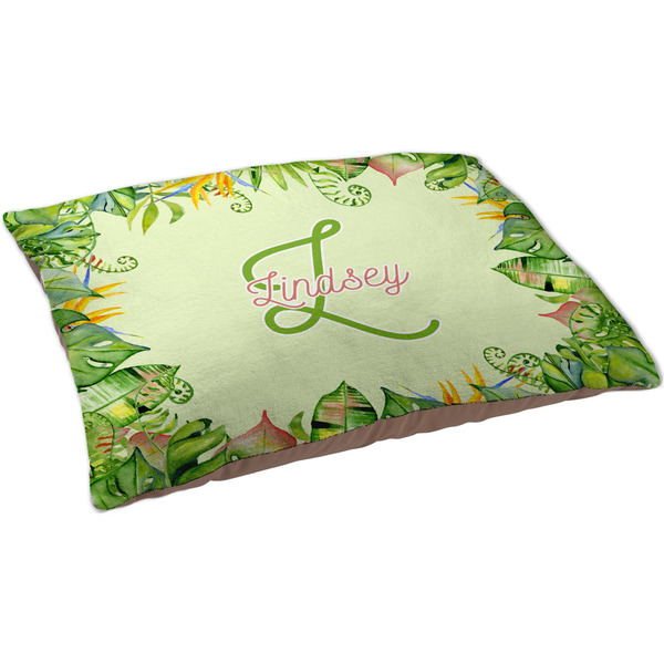 Tropical Leaves Border Dog Bed - Large