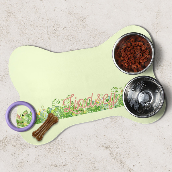 Tropical Leaves Border Dog Bone Shaped Mat Lifestyle
