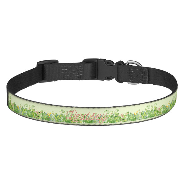 Custom Tropical Leaves Border Dog Collar (Personalized)