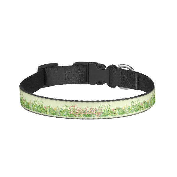 Custom Tropical Leaves Border Dog Collar - Small (Personalized)