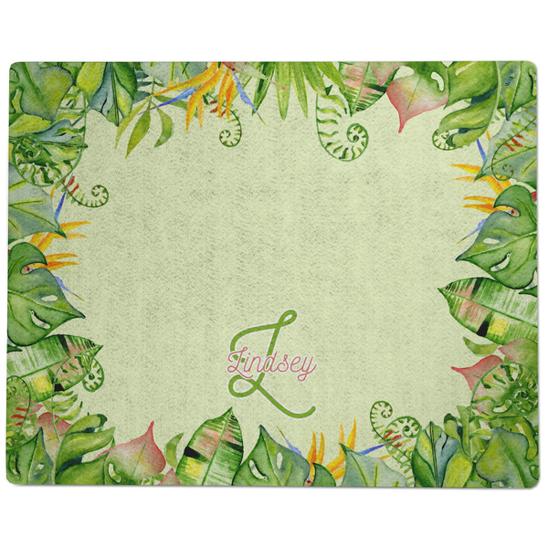 Tropical Leaves Border Dog Food Mat - Large without Bowls