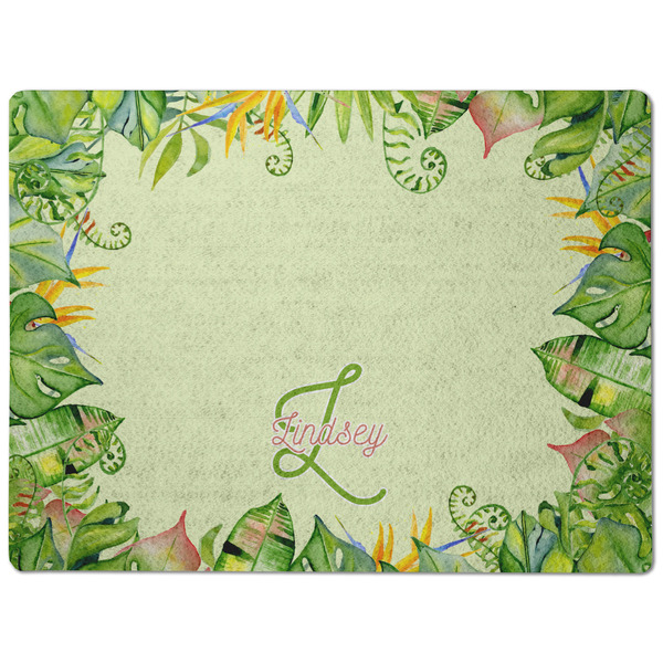 Tropical Leaves Border Dog Food Mat - Medium without bowls