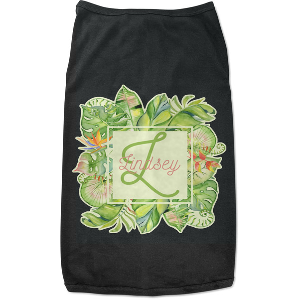 Custom Tropical Leaves Border Black Pet Shirt - M (Personalized)