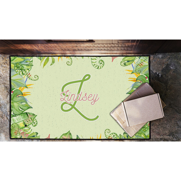 Tropical Leaves Border Door Mat - LIFESTYLE (Lrg)