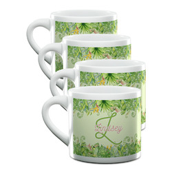 Tropical Leaves Border Double Shot Espresso Cups - Set of 4 (Personalized)