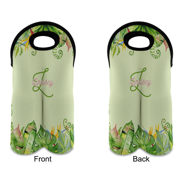 Tropical Leaves Border Double Wine Tote - APPROVAL (new)