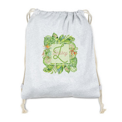 Tropical Leaves Border Drawstring Backpack - Sweatshirt Fleece - Double Sided (Personalized)