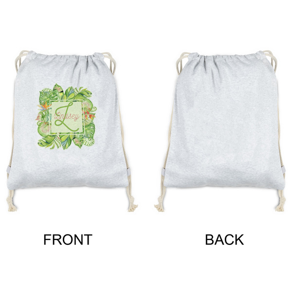 Tropical Leaves Border Drawstring Backpacks - Sweatshirt Fleece - Single Sided - APPROVAL