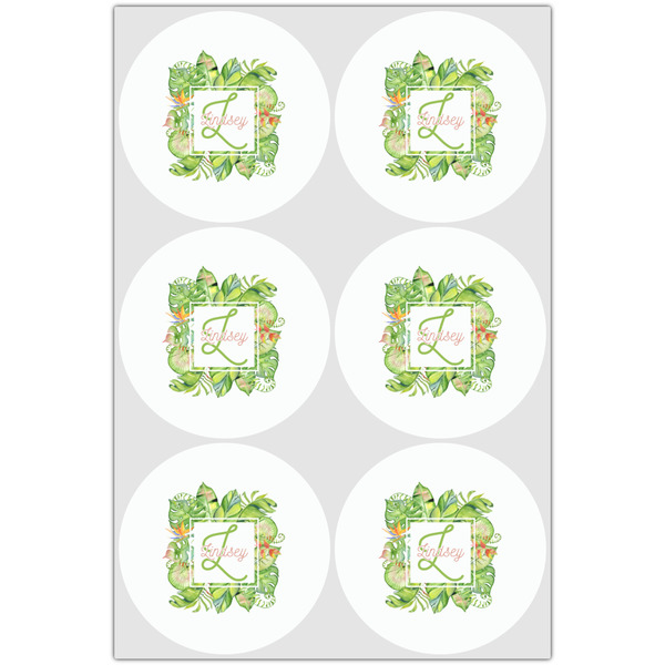 Tropical Leaves Border Drink Topper - Large - Set of 6