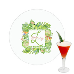 Tropical Leaves Border Printed Drink Topper -  2.5" (Personalized)