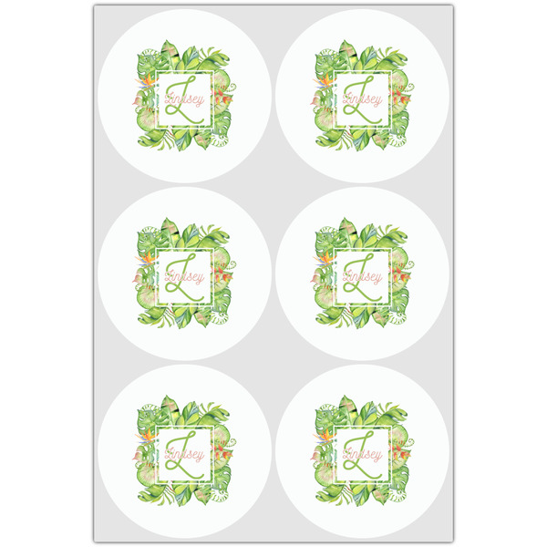 Tropical Leaves Border Drink Topper - XLarge - Set of 6