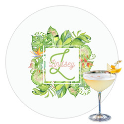 Tropical Leaves Border Printed Drink Topper - 3.5" (Personalized)