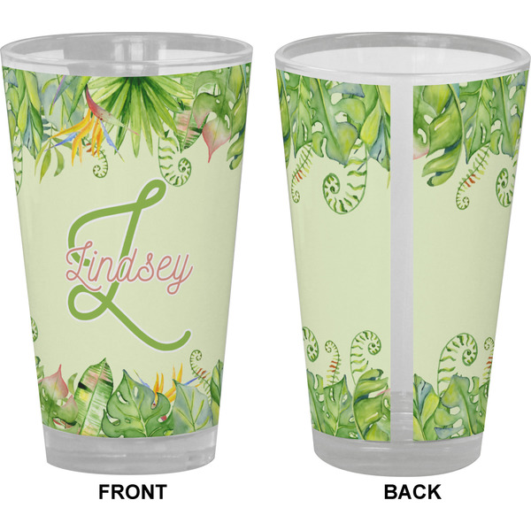 Tropical Leaves Border Pint Glass - Full Color - Front & Back Views