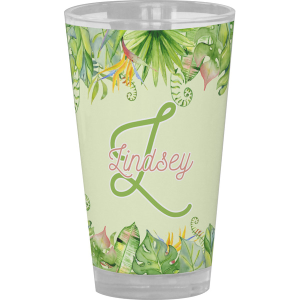 Custom Tropical Leaves Border Pint Glass - Full Color (Personalized)