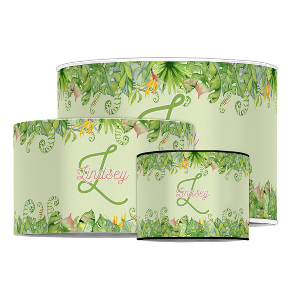 Tropical Leaves Border Drum Lampshades - MAIN