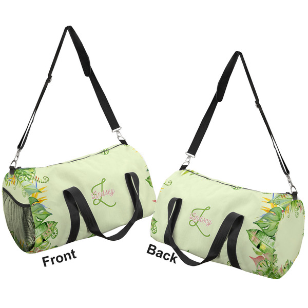 Tropical Leaves Border Duffle bag large front and back sides