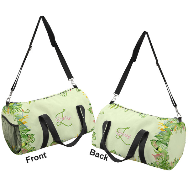 Tropical Leaves Border Duffle bag small front and back sides
