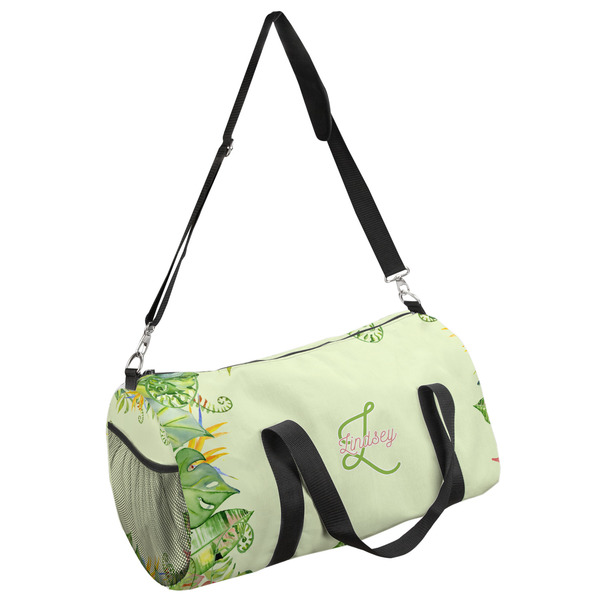 Custom Tropical Leaves Border Duffel Bag (Personalized)