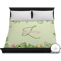 Tropical Leaves Border Duvet Cover - King (Personalized)