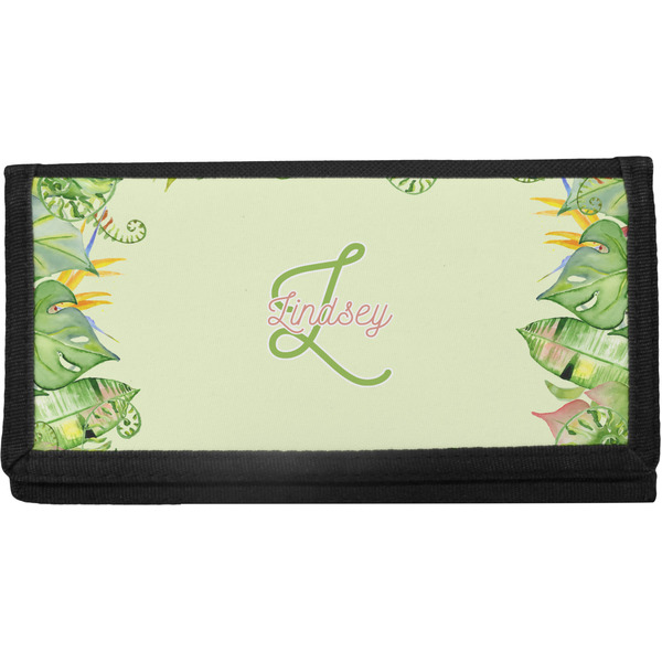 Custom Tropical Leaves Border Canvas Checkbook Cover (Personalized)