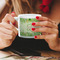 Tropical Leaves Border Espresso Cup - 6oz (Double Shot) LIFESTYLE (Woman hands cropped)
