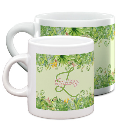 Tropical Leaves Border Espresso Cup (Personalized)