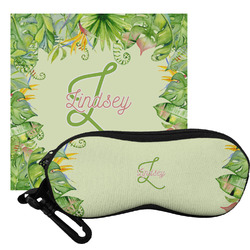 Tropical Leaves Border Eyeglass Case & Cloth (Personalized)