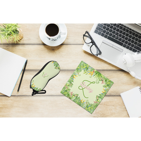 Tropical Leaves Border Eyeglass Case and Cloth Set - LIFESTYLE