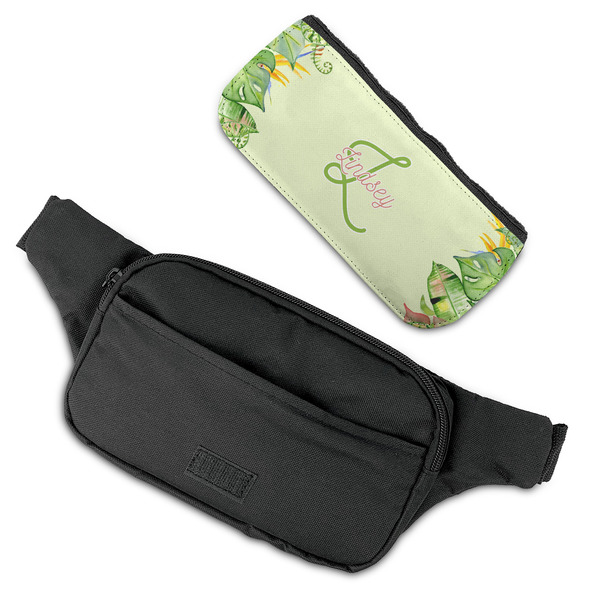 Tropical Leaves Border Fanny Packs - FLAT (flap off)