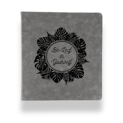 Tropical Leaves Border Leather Binder - 1" - Grey (Personalized)