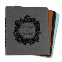 Tropical Leaves Border Leather Binder - 1" (Personalized)