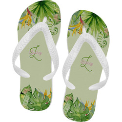 Tropical Leaves Border Flip Flops - Large (Personalized)