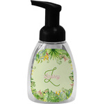 Tropical Leaves Border Foam Soap Bottle - Black (Personalized)