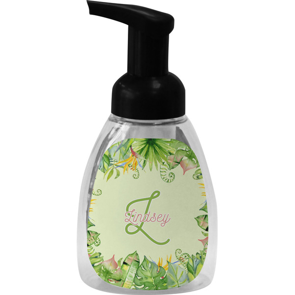 Custom Tropical Leaves Border Foam Soap Bottle (Personalized)