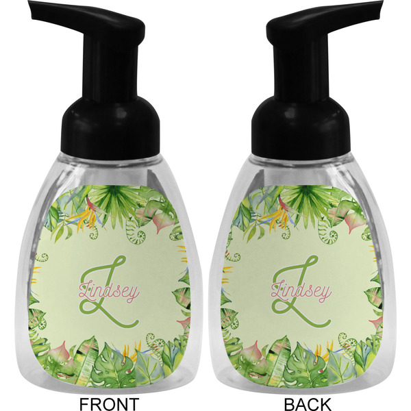 Tropical Leaves Border Foam Soap Bottle (Front & Back)