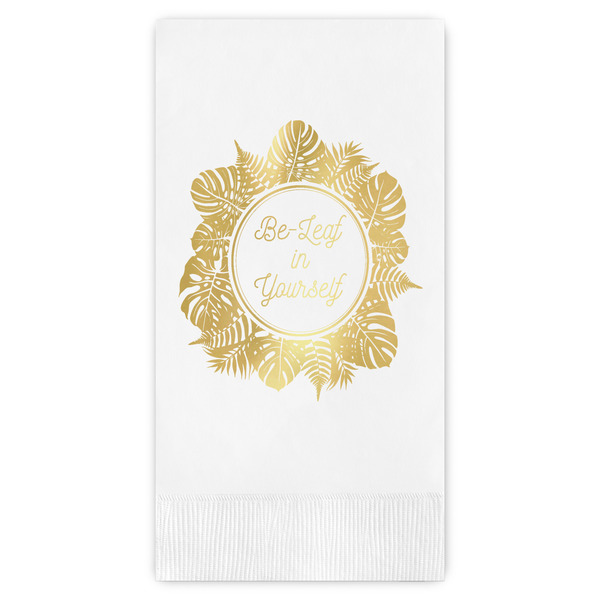 Custom Tropical Leaves Border Guest Napkins - Foil Stamped (Personalized)